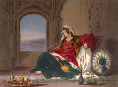 Kandahar Pani Rangi, Zaangażowana w Palenie, 1848 autorstwa Robert Carrick