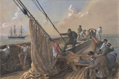 Przedni pokład Wielkiego Wschodu oczyszczony do pierwszej próby zmagania się..., 1865-66. autorstwa Robert Charles Dudley