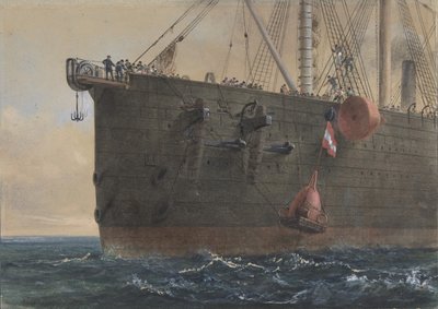 Na łukach Wielkiego Wschodu: Zerwany i zagubiony kabel, Przygotowanie do chwytania, 2 sierpnia 1865 roku, autorstwa Robert Charles Dudley
