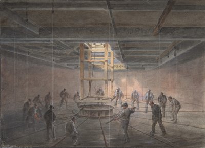 Wnętrze jednego z czołgów na pokładzie Great Eastern: The Cable Passing Out, 1865-66. autorstwa Robert Charles Dudley