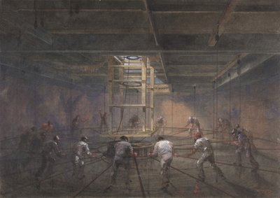 Widok wnętrza jednego z czołgów na pokładzie Great Eastern, 1865-66. autorstwa Robert Charles Dudley