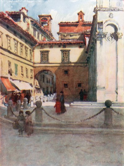 Piazza San Michele, Lucca (kolorowa litografia) autorstwa Robert Charles Goff