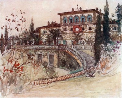 Villa Palmieri (kolorowa litografia) autorstwa Robert Charles Goff