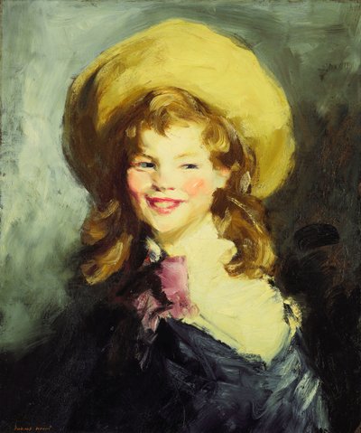 Dziewczyna w wielkim kapeluszu, autorstwa Robert Cozad Henri