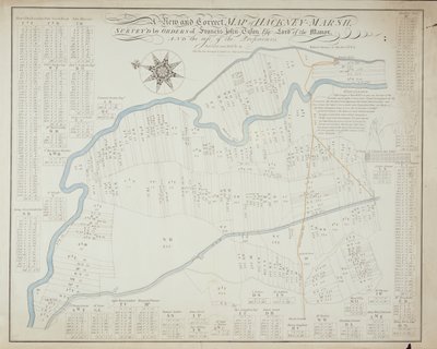 Nowa i poprawna mapa Hackney Marsh, 1745 autorstwa Robert Davies