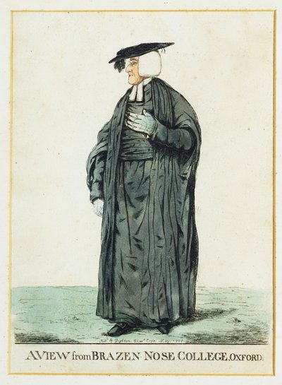 Widok z Brazen Nose College w Oksfordzie (akwaforta ręcznie kolorowana) autorstwa Robert Dighton