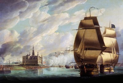 Nelson Forcing Passage of Sound, 30 marca 1801, przed bitwą o Kopenhagę, R. Dodd, olej na płótnie, 61x91,4 cm, Wielka Brytania autorstwa Robert Dodd