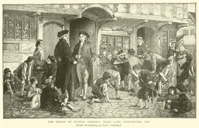 Pochodzenie szkółek niedzielnych, Hare Lane, Gloucester, 1780 autorstwa Robert Dowling