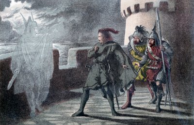 Hamlet widzi ducha swojego ojca na blankach zamku Elsinore autorstwa Robert Dudley