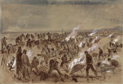 Robotnicy układający kabel telegraficzny autorstwa Robert Dudley