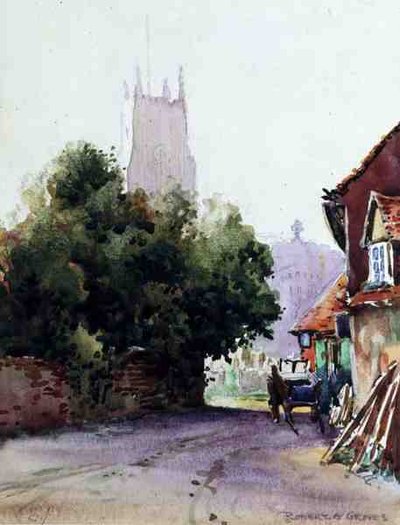St. Albans, Mglisty poranek (akwarela na papierze) autorstwa Robert E. Groves