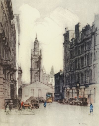 Glasgow: Kościół św. Jerzego (kolorowa litografia) autorstwa Robert Eadie