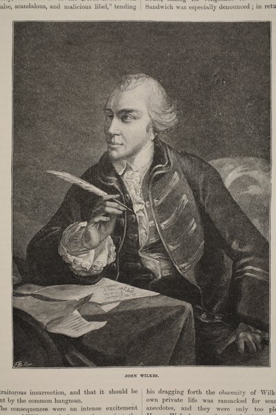 John Wilkes, ilustracja z „Ilustrowanej historii Anglii Cassella” (zdjęcie w sepii) autorstwa Robert Edge Pine