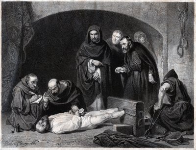 Inkwizycja w średniowieczu. (rytownictwo autorstwa Robert Fleury