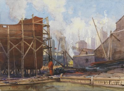 Toronto Shipbuilding, 1918 (wc na papierze) autorstwa Robert Ford Gagen