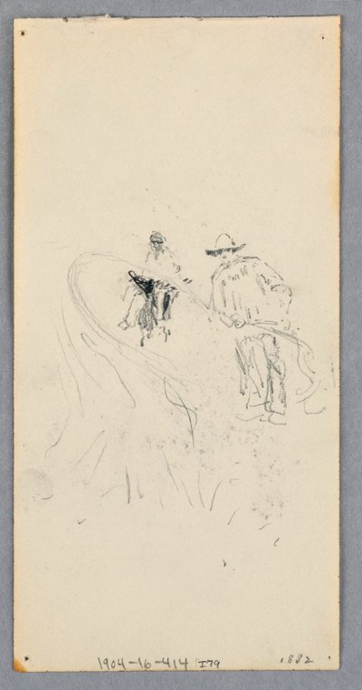 Rysunek, Ściana zewnętrzna: Wykusz, balkon i gzyms (recto); Dwie postacie i niezidentyfikowane linie (verso), 1882 r. autorstwa Robert Frederick Blum