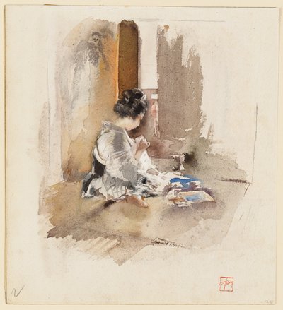 Japońska dziewczyna szyjąca autorstwa Robert Frederick Blum