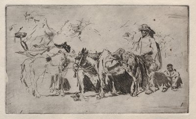 Ludzie i osły, Rzym, 1880. autorstwa Robert Frederick Blum