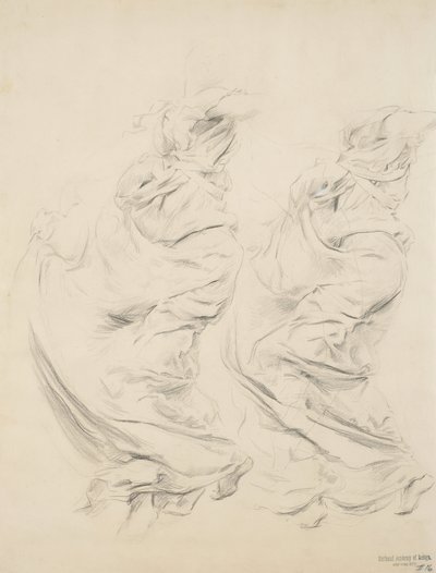Szkic draperii prawdopodobnie do muralu Moods to Music, 1893-95 (grafitowo-żółty ołówek na jasnożółtym papierze) autorstwa Robert Frederick Blum