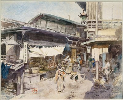 Scena uliczna w Ikao, Japonia (akwarela) autorstwa Robert Frederick Blum