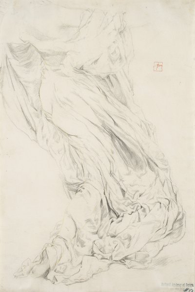 Studium draperii do muralu Moods to Music, 1893-95 (grafit z żółtym ołówkiem na kremowym papierze) autorstwa Robert Frederick Blum