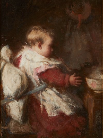 Śniadanie Dziecka (olej na płótnie) autorstwa Robert Gemmell Hutchison