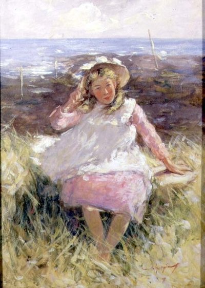 Dziewczyna w białej masce (gwasz na papierze) autorstwa Robert Gemmell Hutchison