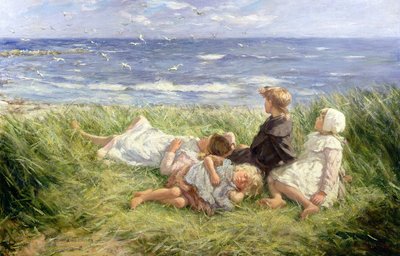Mewy i morza szafirowe, 1912 autorstwa Robert Gemmell Hutchison