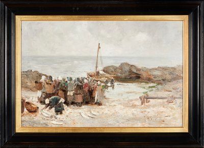 Powrót rybaków (olej na płótnie) autorstwa Robert Gemmell Hutchison