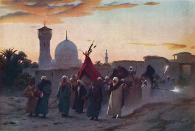 Procesja weselna w Menzali: powrót panny młodej do domu, ok. 1880, 1904 r. autorstwa Robert George Talbot Kelly