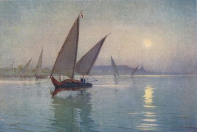 Światło księżyca nad Nilem, niedaleko Kairu, c1880, 1904 autorstwa Robert George Talbot Kelly