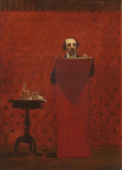Charles Dickens podczas publicznego czytania, 1858 autorstwa Robert Hannah