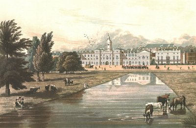 Gwardia konna i Melbourne House, ok. 1821 r. autorstwa Robert Havell