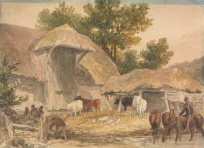 Podwórze z czekającymi końmi autorstwa Robert Hills