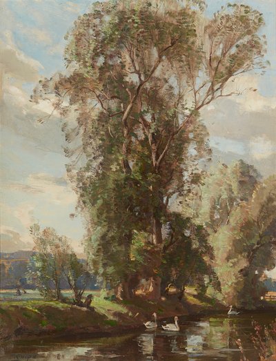 On the Knows Mill Lade, Prestonkirk (olej na płótnie) autorstwa Robert Hope