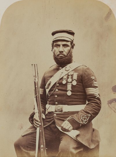 Sierżant sztabowy J. Stanton, Królewscy Saperzy i Górnicy, 1856 (zdjęcie w sepii) autorstwa Robert Howlett