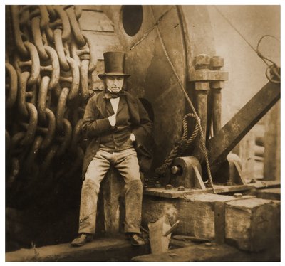 Isambard Kingdom Brunel przy łańcuchach startowych SS Great Eastern, 1857 autorstwa Robert Howlett