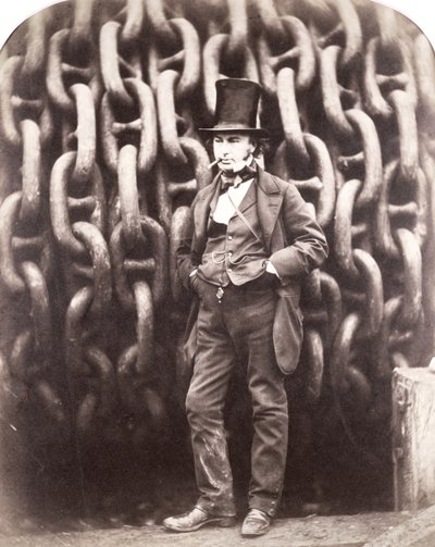 Isambard Kingdom Brunel, stojący przed łańcuchami startowymi „Wielkiego Wschodu”, 1857 autorstwa Robert Howlett