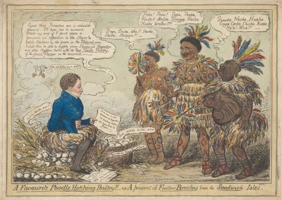 Uma ave de incubação de poodle favorita!! - ou A Gift of Feather Breeches from the Sandwich Islespolish autorstwa Robert Isaac Cruikshank