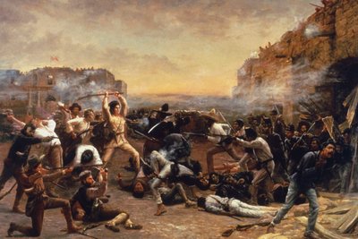 Upadek Alamo lub Ostatni bastion Crocketta autorstwa Robert Jenkins Onderdonk