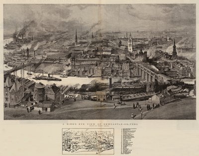 Newcastle-on-Tyne z lotu ptaka autorstwa Robert Jobling