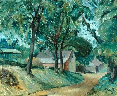 Farma Cotswold, ok. 1934-35 (olej na pokładzie) autorstwa Robert Kirkland Jamieson