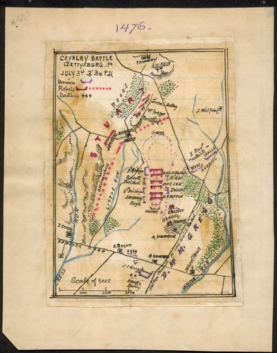 Bitwa kawalerii, Gettysburg, Pa. 3 lipca, godz. 15:30 LOC gvhs01.vhs00150 autorstwa Robert Knox Sneden