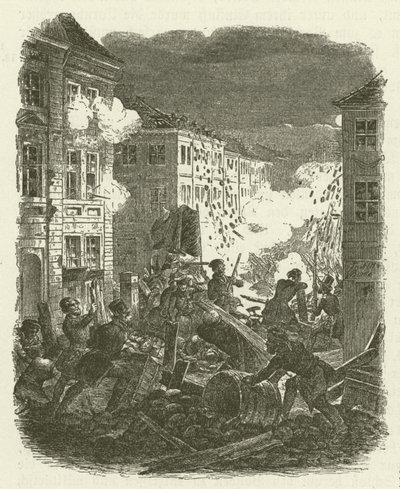 Walka na barykadzie przed ratuszem Kolln w Berlinie w nocy z 18 na 19 marca 1848 r. autorstwa Robert Kretschmer