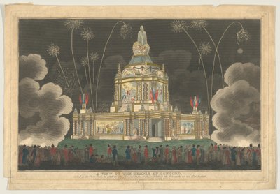 Widok Świątyni Zgody wzniesionej w Zielonym Parku dla uczczenia G..., 9 września 1814 r. autorstwa Robert Laurie