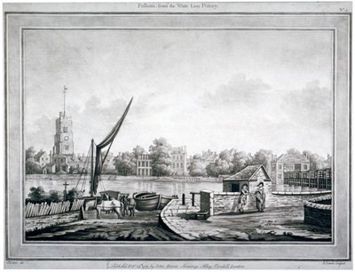 Widok Fulham z White Lion Inn, Putney, Londyn, 1783 autorstwa Robert Laurie