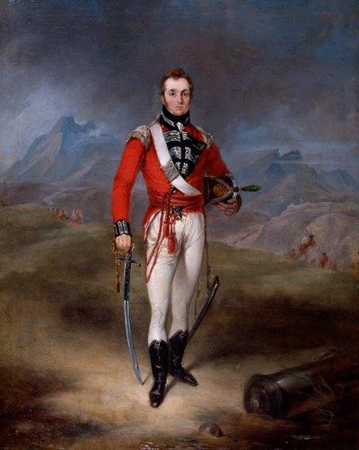 Portret majora Lamberta Brabazona Urmstona w mundurze 45 Pułku autorstwa Robert Lucas West