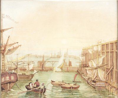 Seaham Harbor (akwarela, farba do ciała, ołówek i tusz na papierze) autorstwa Robert Mackreth