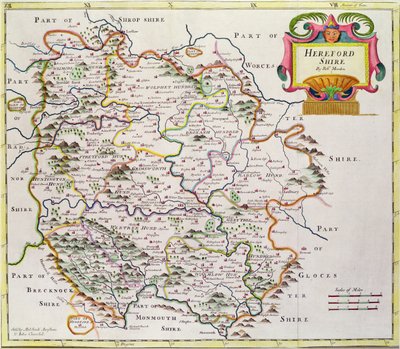 Mapa Herefordshire, 1695 autorstwa Robert Morden