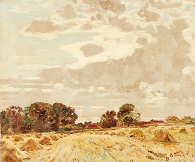 Harvest At the Knowes, East Linton (olej na płótnie) autorstwa Robert Noble